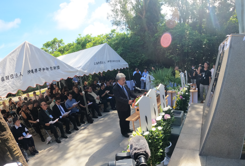 台湾の退役軍人の団体で理事長を務める朱家煌（しゅ・かほう）さんの挨拶